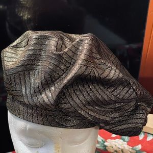 Gold and black hand crafted metallic beret